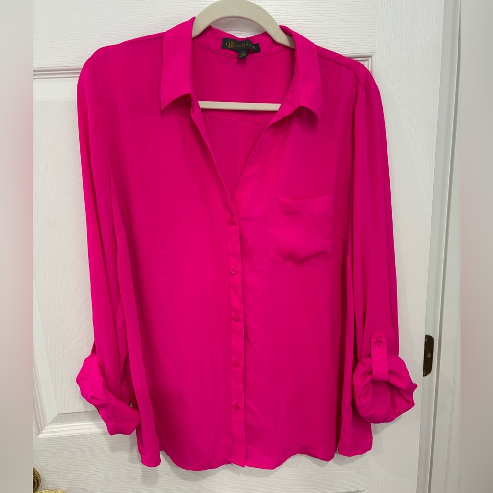 Women's Pink Button-Up Blouse